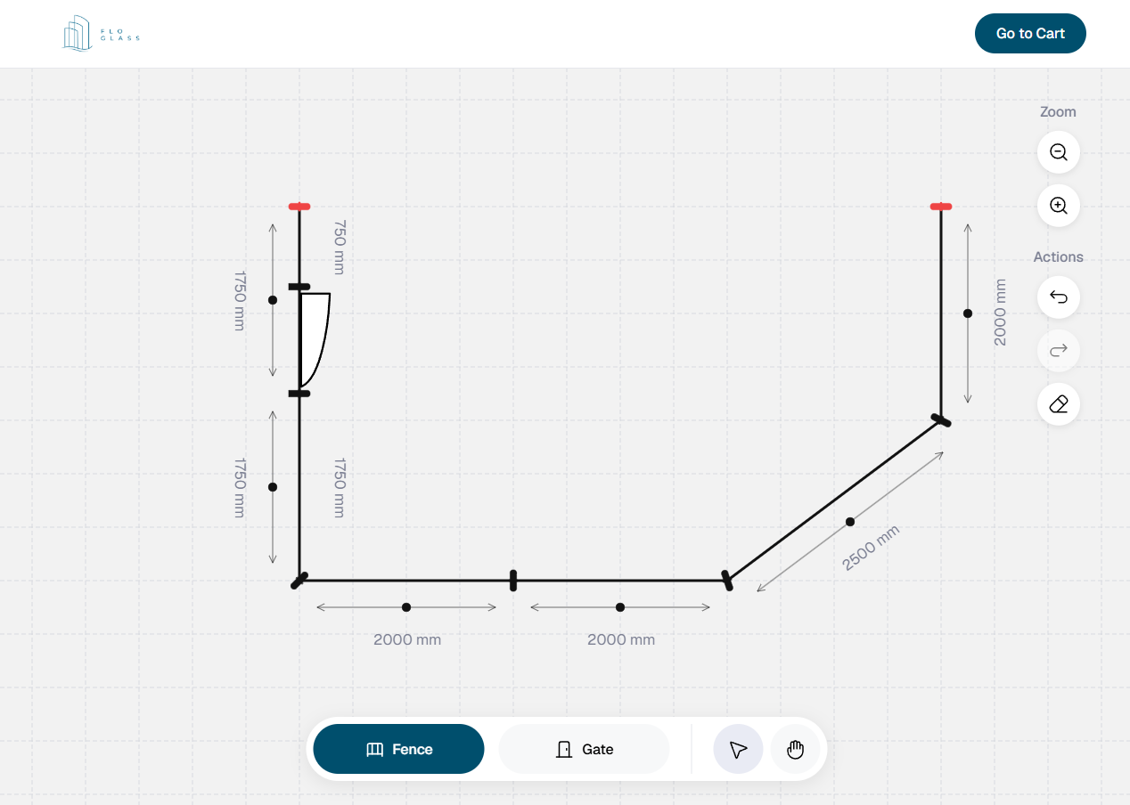 Flo Glass Builder — quoting tool interface